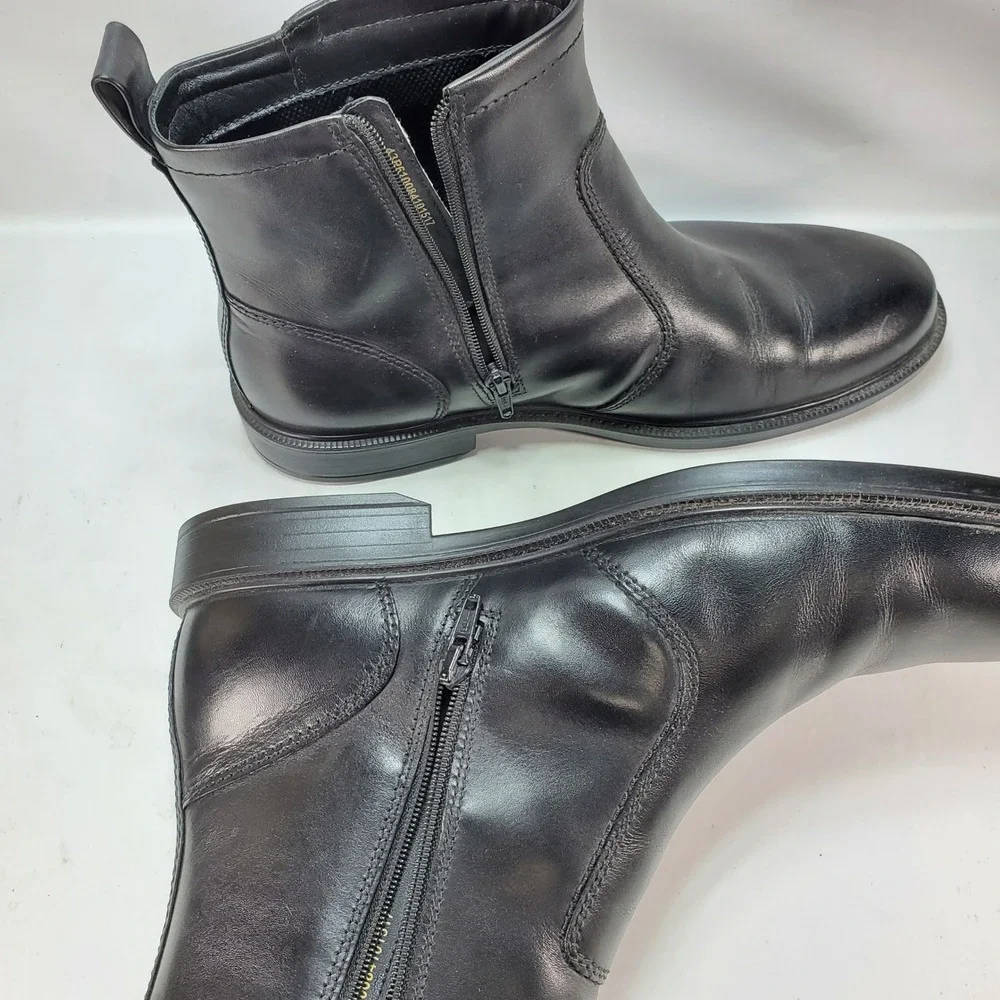 ECCO Chelsea Boots Mens 43 Black Leather‎ Waterproof Side Zip Gore-Tex